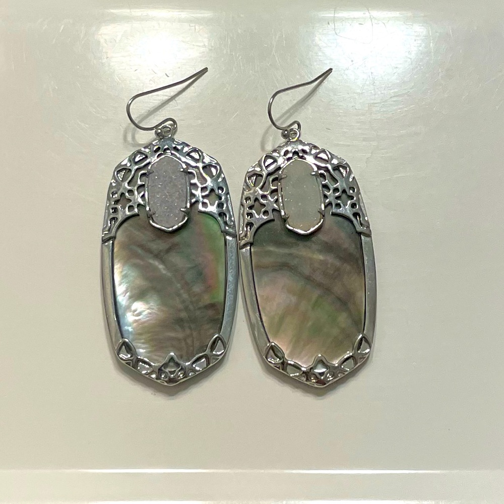 Kendra Scott mother of pearl earrings with white drusy accent